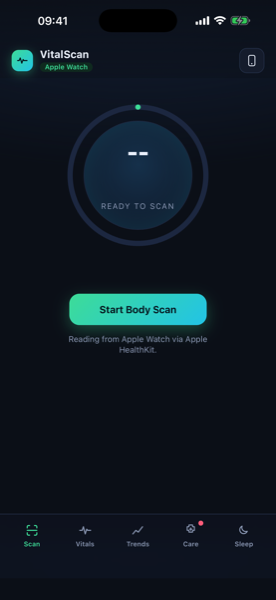 VitalScan body scan screen